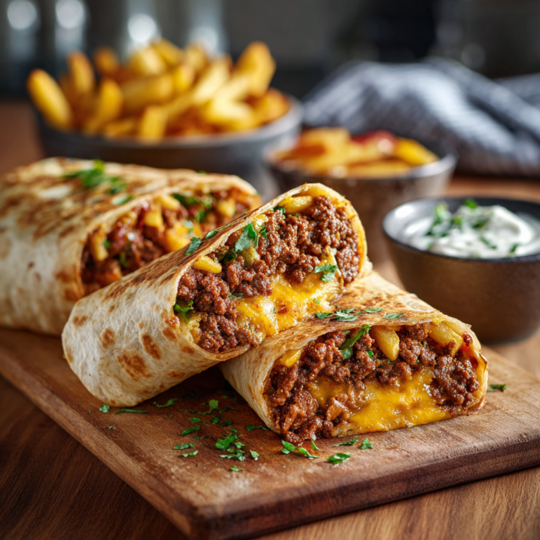 Cheesy Beef Burritos with Fries (Easy Comfort Food)