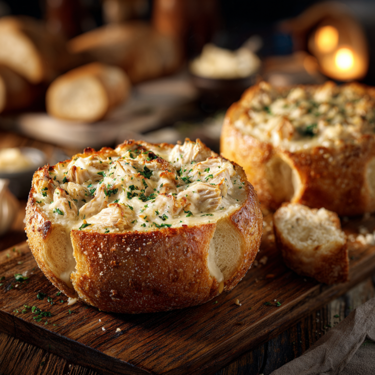 Chicken Alfredo Garlic Bread Bowls (Ultimate Comfort Food)