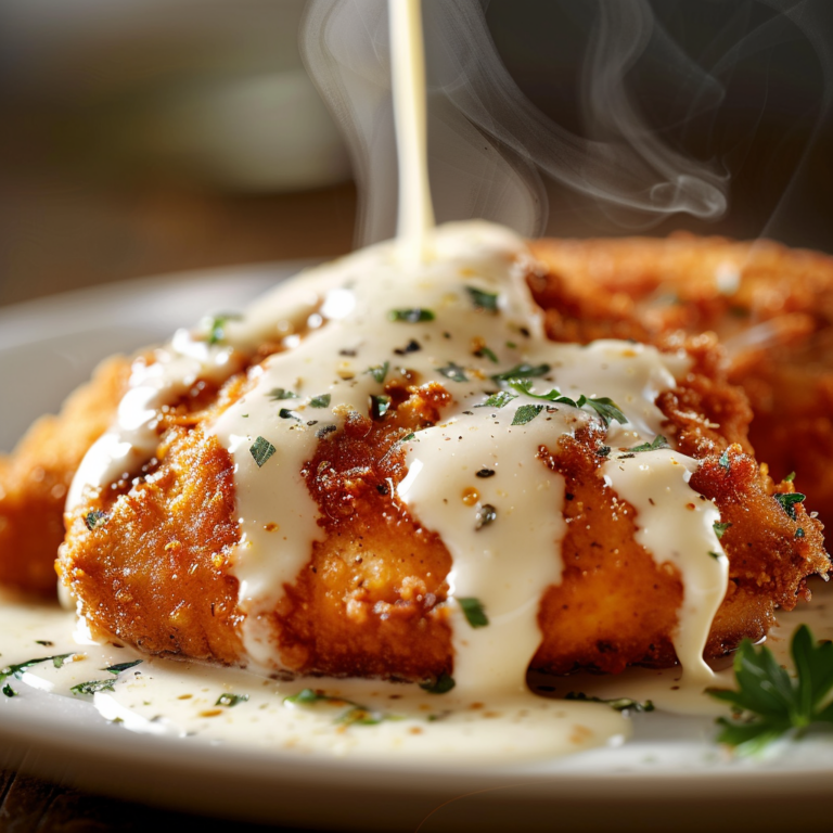 Crispy Parmesan Chicken with Creamy Garlic Sauce
