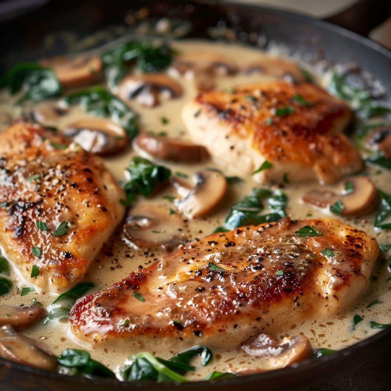 Creamy Chicken Mushroom Spinach Skillet (Easy One-Pan Dinner)
